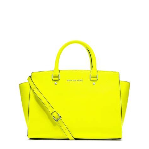 michael kors selma satchel neon yellow|Michael Kors Selma Saffiano Leather Medium Satchel .